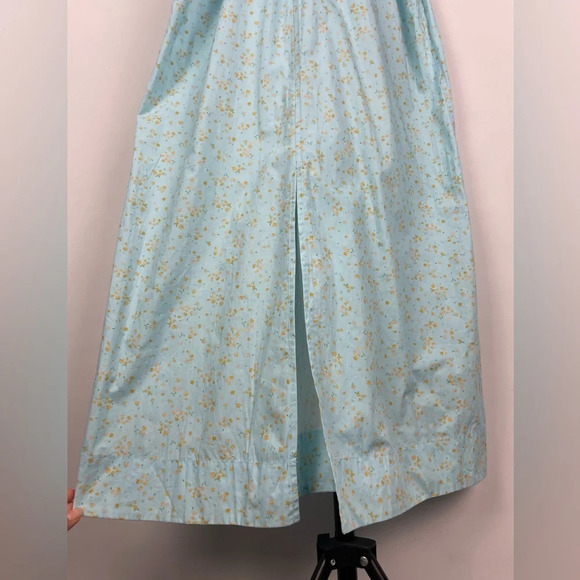 Ganni Blue Floral‎ Printed Cotton Poplin Sleeveless Twist-Front Midi Dress - Picture 6 of 15